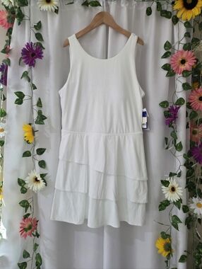JoyLab White Tiered Sleeveless Actice Dress Size L NEW